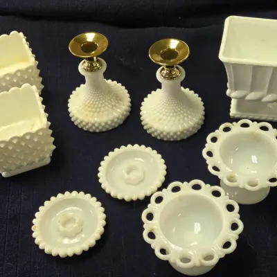 White Milk Glass Decor 