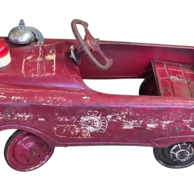 Vintage Metal Fire Chief Pedal Car with Light