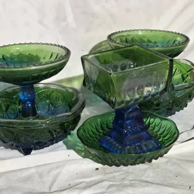 Blue & Green Painted Glass