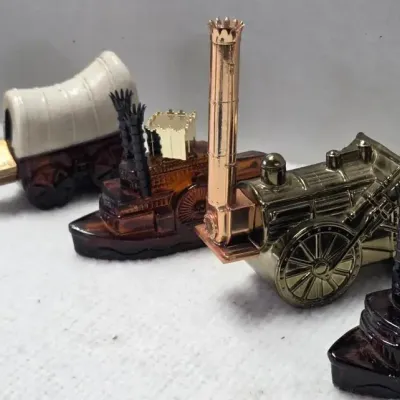 Vintage Steamboat, Stagecoach, Train Avon Decanter Bottles 