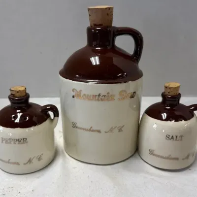 PCA Mountain Dew Jug And Salt And Pepper Shakers