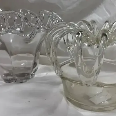 Vintage Open Edge Lace Edge Glass Vases