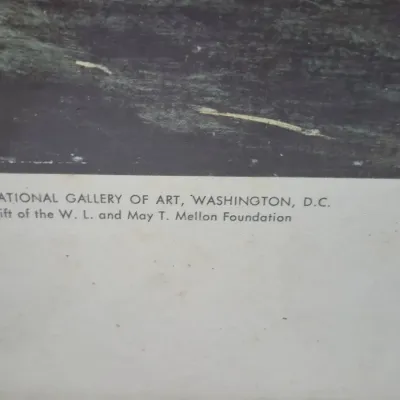 Sale Photo Thumbnail #517: Close-up of text at the bottom of an art print referencing the National Gallery of Art, Washington, D.C.
