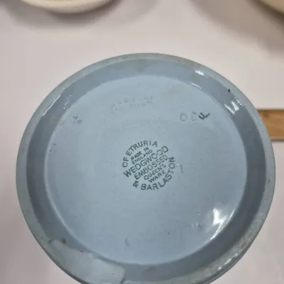 Sale Photo Thumbnail #361: Bottom stamp on a piece of Wedgwood Etruria & Barlaston Embossed Queen's Ware ceramic, made in England.