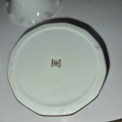 Sale Photo Thumbnail #348: Underside of a Reutter Porzellan porcelain item showing the maker's mark, made in Germany.