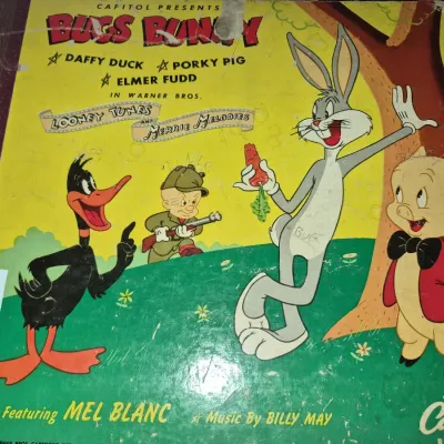 Sale Photo Thumbnail #752: Vintage Capitol Records Bugs Bunny children's record album set, featuring Mel Blanc and artwork of classic Looney Tunes characters.