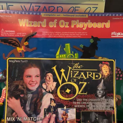 Vintage The Wizard of Oz playsets, including a magnetic mix 'n' match adventure set and a Feltkids playboard set in original...