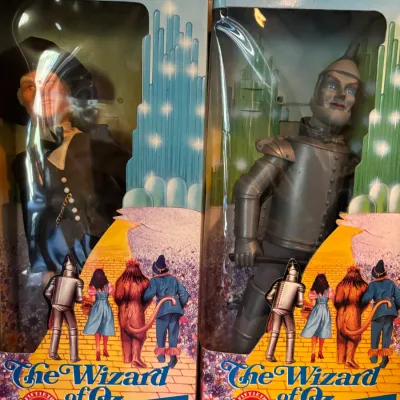 Pair of 1988 Multi-Toys The Wizard of Oz 50th Anniversary dolls, including the Wizard and Tin Man, new in original window display packaging.