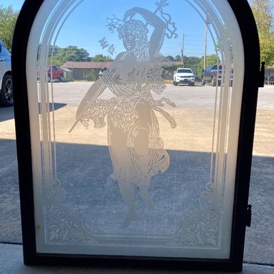 Sale Photo Thumbnail #214: Antique French reversed  etched glass door