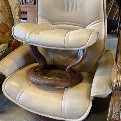 Sale Photo Thumbnail #290: Stressless style chair and stool - Needs cleaning