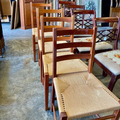 Sale Photo Thumbnail #271: Ladder back chairs with woven rush seats