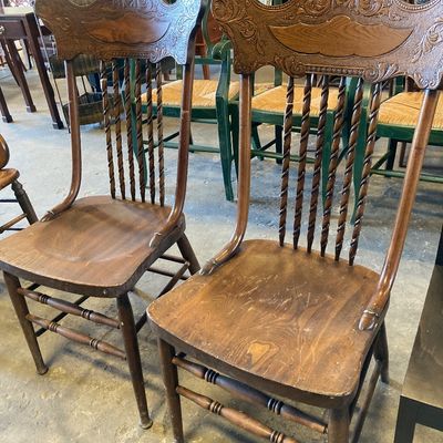Sale Photo Thumbnail #264: Vintage to antique pressed back dining chairs