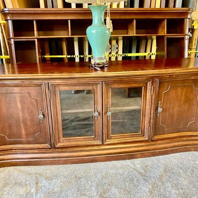Sale Photo Thumbnail #244: Two piece media station with hutch style shelving