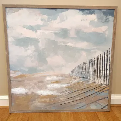Pier 1 Framed Coastal Beach Landscape Wall Art – 36" x 36"