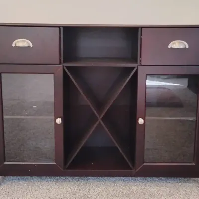 King's Brand Furniture Dark Wood Wine Cabinet & Sideboard