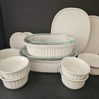 10-Piece CorningWare French White Bakeware Set with 4 Storage Lids