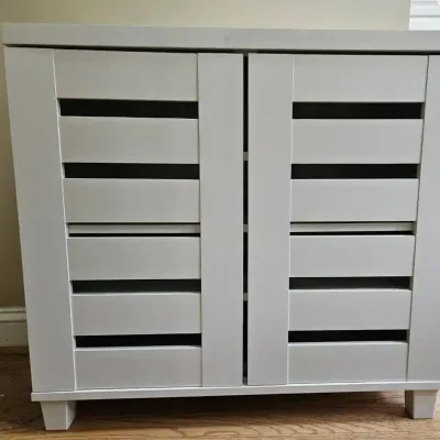 White Two-Door Storage Cabinet with Adjustable Shelves-1 of 2