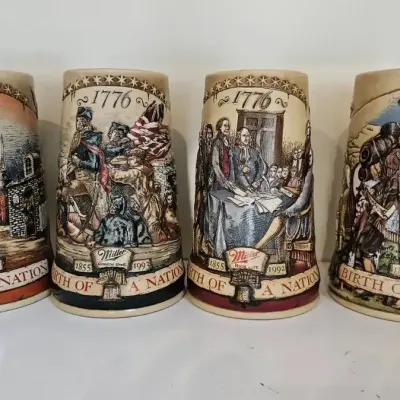 4-Piece Miller Beer "Birth of a Nation" Collectible Stein Series