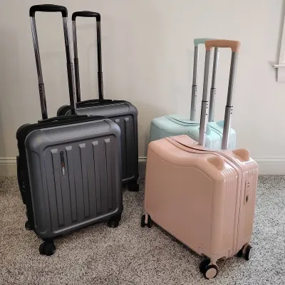 4-Piece Hardshell Rolling Suitcase Luggage Lot – Silver, Black, Teal & Coral