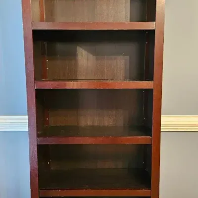 Tall 5-Shelf Wood Bookcase – Dark Cherry Finish