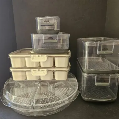 Assorted Kitchen Food Storage Containers & Divided Serving Tray Lot