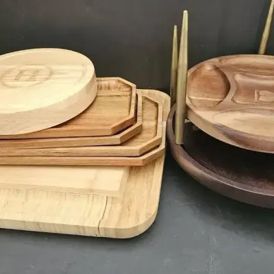 Wooden Serving Trays, Cheese Board Sets & Candace's Divided Serving Stands