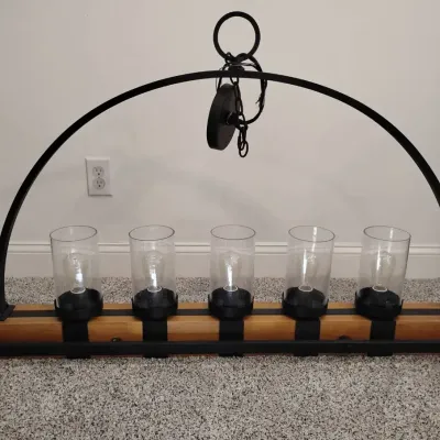 5 Light Rustic Wood And Iron Chandelier 