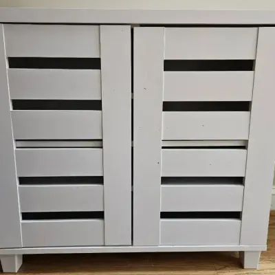 White Two-Door Storage Cabinet with Adjustable Shelves-2 of 2