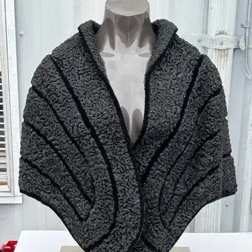 Vintage Authentic Lamb Shawl * Velvet Trim * Pockets *