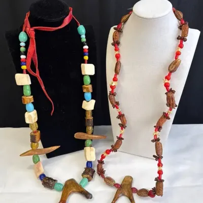 2~ Unique ‘Primitive Indian Necklaces’ Made By John Ehn * Approx. 32” & 40” Long