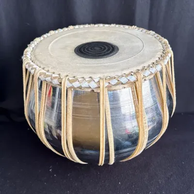 Large Steel Tabla Drum W/ Chrome Polish * Folk Musical Percussion Instrument