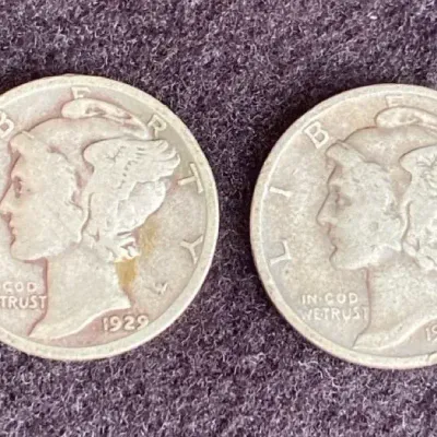 1929 & 1942 Silver United States Mercury Dimes