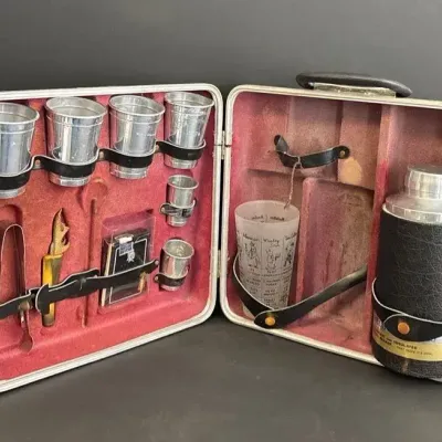 Vintage Executair 737 Portable Bar Ware with Case 