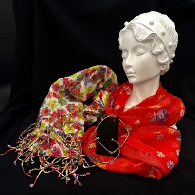 Sterling Silver Cuff & Bangle 2.5” Bracelets * Laura Ashley 60” Silk & Nine West 70” Scarves