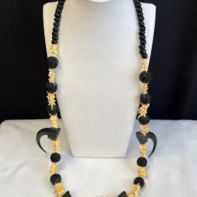 32” Long ‘Primitive Indian Necklace’ Made By John Ehn