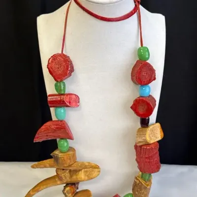 Reddish ‘Primitive Indian Necklace’ Made By John Ehn * Approx. 36” Long