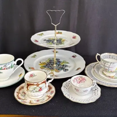Tea Cups & Saucers * Lenox ‘Sleigh Ride’ * Queens * Rosedale * Royal Albert *