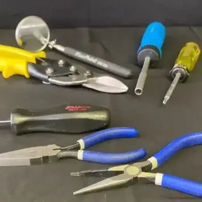 Snap On, Blue Point & Williams Vintage Tool Lot * Tin Snips * Pliers * Screwdriver * Long Mirror
