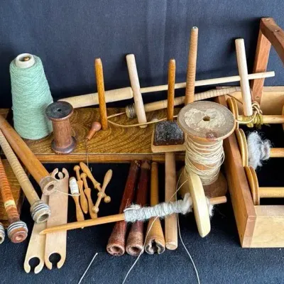 Vintage Wood Wool Spinning Accessories *