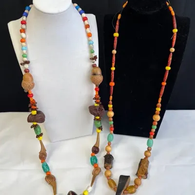2~ Colorful ‘Primitive Indian Necklaces’ Made By John Ehn * Approx. 32-34” Long