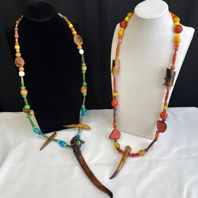 2~ Unusual ‘Primitive Indian Necklaces’ Made By John Ehn * Approx. 30”-33” Long