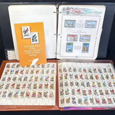 2~ Albums Of Stamps * Birds & Flowers Of 50 States; Channel Islands 
