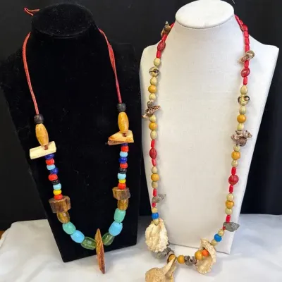 2~ ‘Primitive Indian Necklaces’ Made By John Ehn * Approx. 24-26” Long