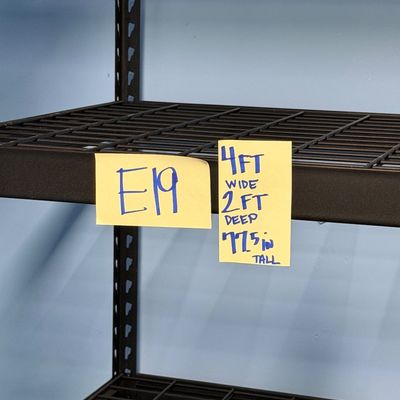 Sale Photo Thumbnail #54: E19-Metal Shelving Unit

See photos for dimensions