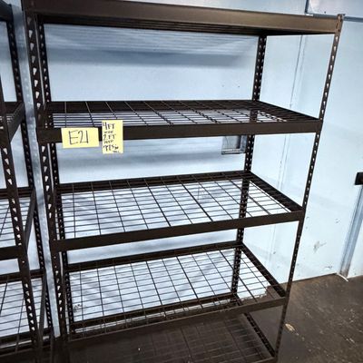 Sale Photo Thumbnail #61: E21-Metal Shelving Unit
Please see photos for measurements