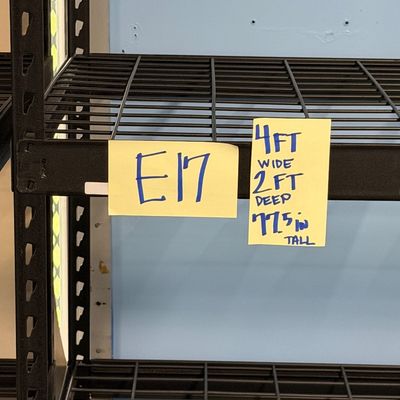 Sale Photo Thumbnail #50: E17-Metal Shelving Unit

See photos for dimensions
