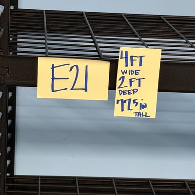 Sale Photo Thumbnail #62: E21-Metal Shelving Unit
Please see photos for measurements