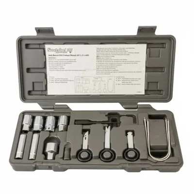 Schley Products/SP Tools specialty automotive tool set, housed in a molded grey blow-molded case with reference sheet included.