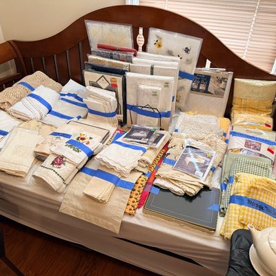 Sale Photo Thumbnail #34: Vintage Waterford and crocheted/embroidered tablecloths