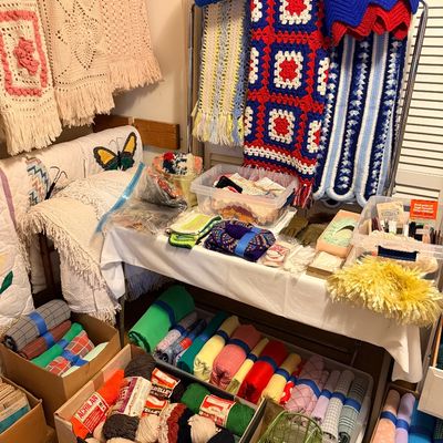 Sale Photo Thumbnail #55: Vintage fabric and crocheted items